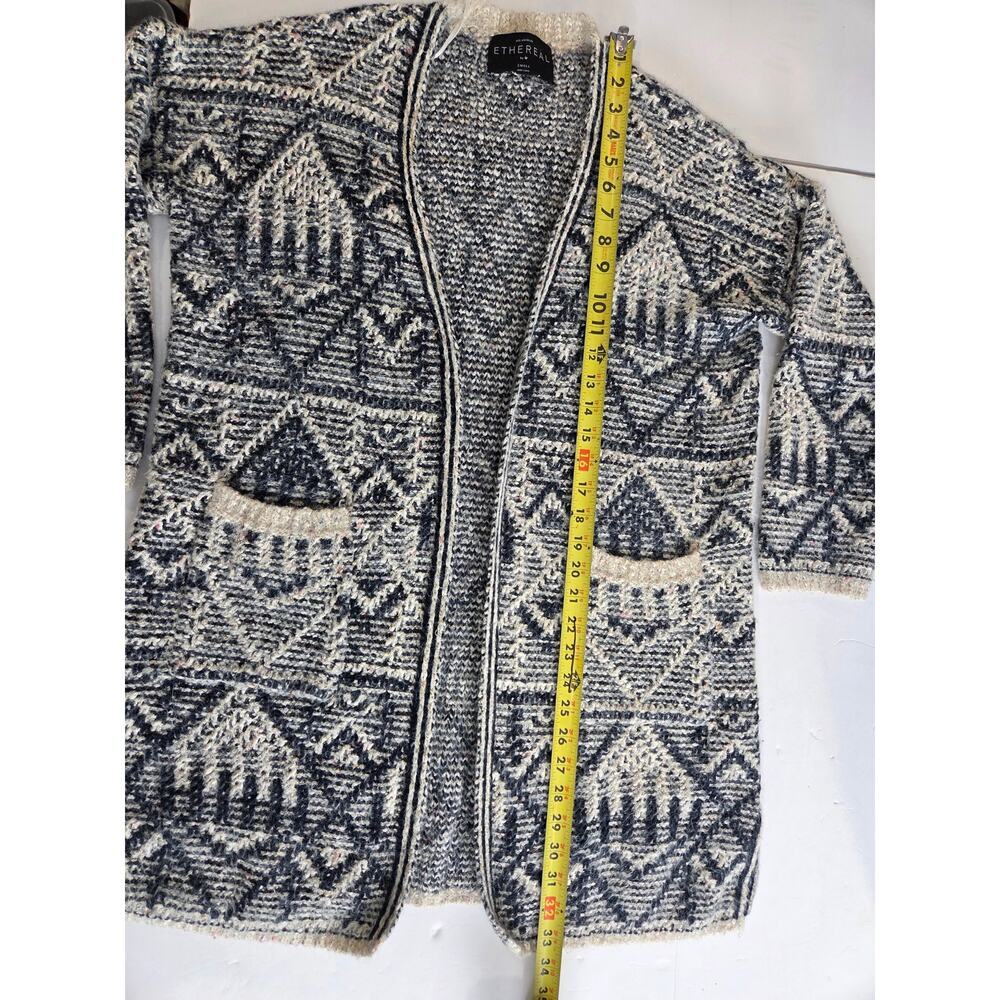 Ethereal Women Small Confetti Knit Cardigan Shawl Cozy Sweater Fuzzy Boho Tribal - Picture 4 of 8